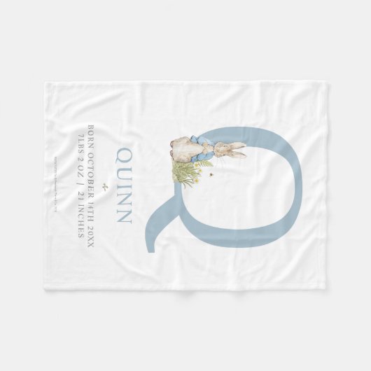 Personalisierter Buchstabe Q Peter-Kaninchen-| Fleecedecke (Vorderseite (Horizontal))