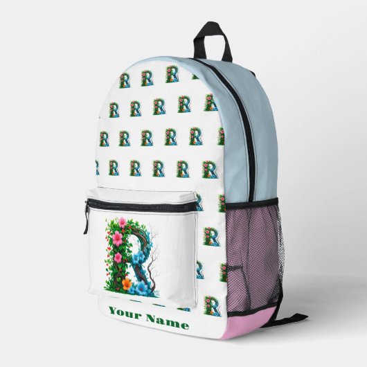 Personalisierter Buchstabe R Bedruckter Rucksack (Rückseitige Ecke Rechts)