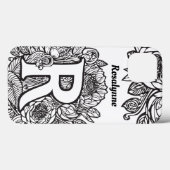 Personalisierter Buchstabe R Schwarz-weiße Tattoo- Case-Mate iPhone Hülle (Rückseite (Horizontal))