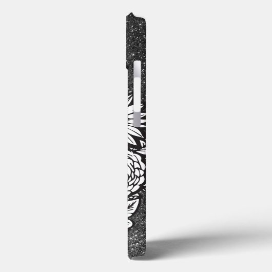 Personalisierter Buchstabe S Schwarzweiß-Glitzer Case-Mate iPhone Hülle (Rückseite / Links)