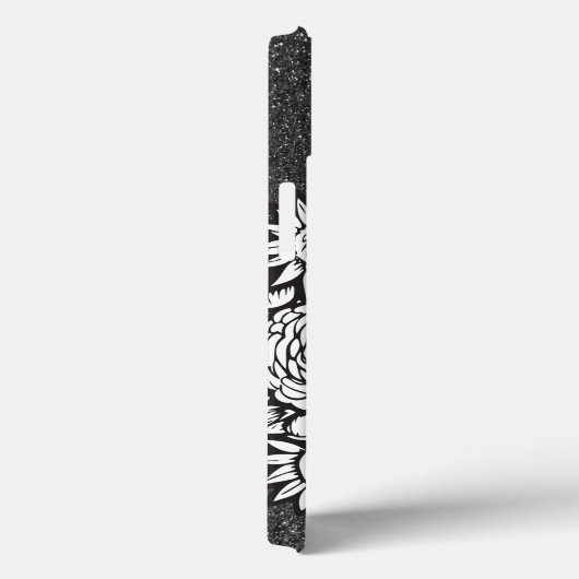 Personalisierter Buchstabe S Schwarzweiß-Glitzer Case-Mate iPhone Hülle (Rückseite / Rechts)