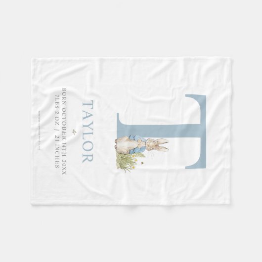 Personalisierter Buchstabe T Peter-Kaninchen-| Fleecedecke (Vorderseite (Horizontal))