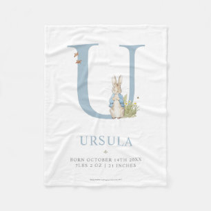 Personalisierter Buchstabe U Peter-Kaninchen- Fleecedecke