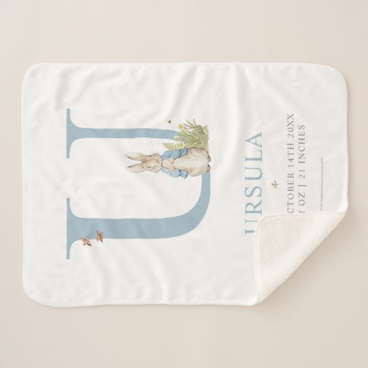 Personalisierter Buchstabe U Peter-Kaninchen-| Sherpadecke (Vorderseite (Horizontal))