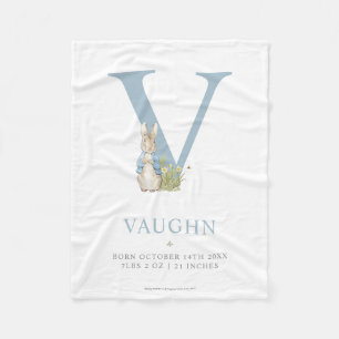Personalisierter Buchstabe V Peter-Kaninchen-  Fleecedecke