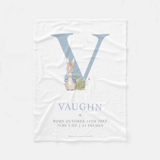 Personalisierter Buchstabe V Peter-Kaninchen-| Fleecedecke (Vorderseite)