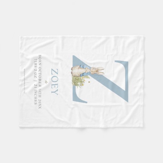 Personalisierter Buchstabe Z Peter-Kaninchen-| Fleecedecke (Vorderseite (Horizontal))