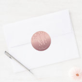 Personalisierter Buchstabenname Rose Gold Glitzer  Runder Aufkleber (Umschlag)