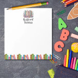 Personalisierter Buchübergang "Booktrovert" Aquare Notizblock<br><div class="desc">Personalisierte Buchübersicht "Booktrovert" Aquarell Notepad Bücher grenzen den unteren Rand dieses bezaubernden Notizbuches für Buchliebhaber. Dieses Notizblock hat eine einfache Ästhetik mit sanften Farben für die Person in Ihrem Leben,  die Lieben zu lesen,  und lebt in der Bibliothek! Personalisieren Sie sich mit Ihrem Namen oder dem Namen Ihres Lieblings-Bookworms!</div>