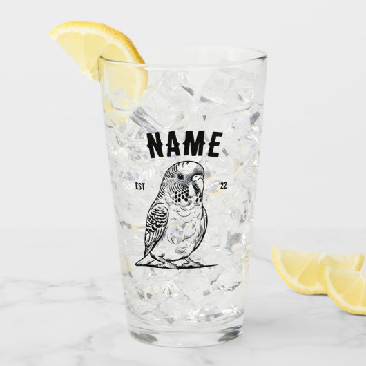 Personalisierter Budgie-Glass-Cup | Custom Bird Lo Glas (Vorderseite Ice)