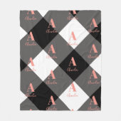 Personalisierter Buffalo Karo Schwarz-weiß Rosa Fleecedecke (Vorderseite)