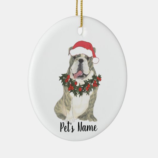 Personalisierter Bulldog (Brindle) Keramik Ornament (Rechts)