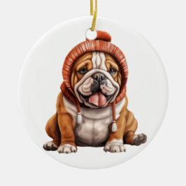 Personalisierter Bulldog Hund Kunst Keramik Ornament