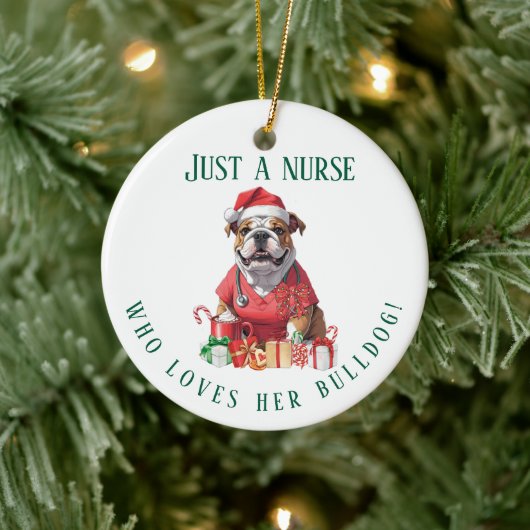 Personalisierter Bulldog-Kindermädchen Keramik Ornament (Baum)