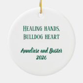 Personalisierter Bulldog-Kindermädchen Keramik Ornament (Hinten)