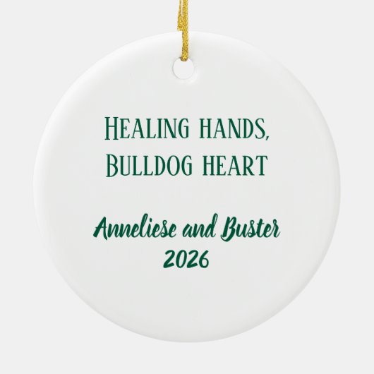 Personalisierter Bulldog-Kindermädchen Keramik Ornament (Hinten)