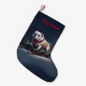 Personalisierter Bulldog Weihnachtsschnee Kleiner Weihnachtsstrumpf (Vorderansicht (hängend))