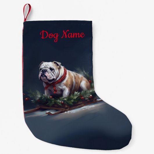 Personalisierter Bulldog Weihnachtsschnee Kleiner Weihnachtsstrumpf (Vorderseite)