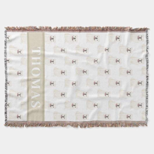 Personalisierter Bulldog (weiß) Decke (Vorderseite)