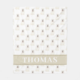 Personalisierter Bulldog (weiß) Fleecedecke