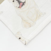 Personalisierter Bulldog (weiß) Fleecedecke (Ecke)