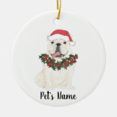 Personalisierter Bulldog (weiß) Keramik Ornament (Vorne)
