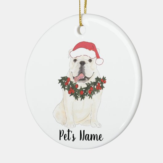 Personalisierter Bulldog (weiß) Keramik Ornament (Links)