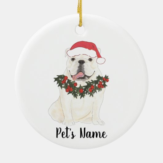 Personalisierter Bulldog (weiß) Keramik Ornament (Hinten)