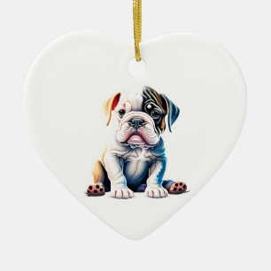 Personalisierter Bulldog Welpe Keramik Ornament