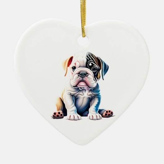 Personalisierter Bulldog Welpe Keramik Ornament (Vorne)