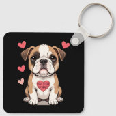 Personalisierter Bulldog Welpe mit Herzempfang Schlüsselanhänger (Rückseite)