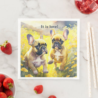 Personalisierter Bulldog-Welpe Napkins Serviette