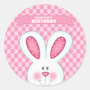 Personalisierter Bunny Rabbit Geburtstagsticker Runder Aufkleber