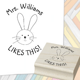 Personalisierter Bunny Rabbit Teacher Lob Gummistempel