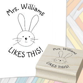 Personalisierter Bunny Rabbit Teacher Lob Gummistempel