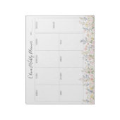 Personalisierter Bunter Blumen Blumen Wochenplaner Notizblock (Rotiert)