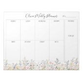 Personalisierter Bunter Blumen Blumen Wochenplaner Notizblock (Vorderseite)