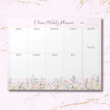 Personalisierter Bunter Blumen-Blumen-Wochenplaner