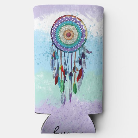 Personalisierter, bunter Handgezeichneter Dreamcat Selters Dosenkühler (Rückseite)