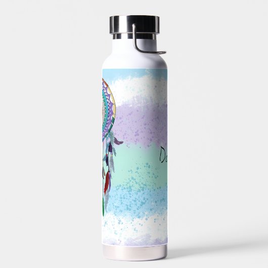 Personalisierter, bunter Handgezeichneter Dreamcat Trinkflasche (Links)