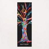 Personalisierter Bunter Regenbogenbaum Schwarz Yogamatte (Vorderseite)