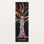 Personalisierter Bunter Regenbogenbaum Schwarz Yogamatte (Rückseite)