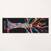 Personalisierter Bunter Regenbogenbaum Schwarz Yogamatte (Vorderseite (Horizontal))