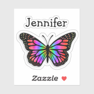 Personalisierter bunter Schmetterling und Name Aufkleber