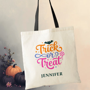 Personalisierter Bunter Trick-or-Treat Halloween Tragetasche