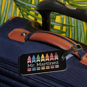 Personalisierter Buntstift Lehrer Name Süß Zurück  Gepäckanhänger