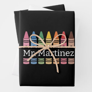Personalisierter Buntstift Lehrer Name Süßer Rücke Geschenkpapier Set