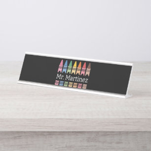 Personalisierter Buntstift-Lehrername Süße Rückkeh Schreibtischnamensplakette