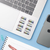 Personalisierter Buntstift-Name-Aufkleber Aufkleber (Laptop mit iPhone)