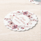 Personalisierter Burgund Pink Floral 100. Geburtst Untersetzer (angewinkelt)